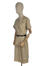 Load image into Gallery viewer, Original Late 1950's or Early 1960's Smartsette Lightweight Cotton Day Dress in Yellow, Black and White Check - Bust 42