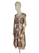 Load image into Gallery viewer, Original 1950's Brown Sleeveless Day Dress with Black Roses Print - Bust 34 35 *