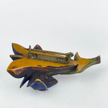 Load image into Gallery viewer, Vintage Painted Bakelite Gentian Brooch and Earrings Set From the 1940's or 1950's