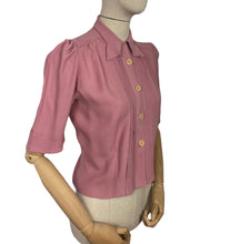 Load image into Gallery viewer, Wounded But Wearable Original 1940's Pink Crepe Blouse with Pin Tucked Front - Bust 36