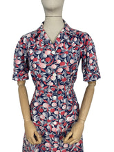 Load image into Gallery viewer, Original 1940's Red, White and Blue Cotton Chore Dress with Pockets - Great Summer Frock - Bust 36 38