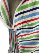 Load image into Gallery viewer, Original 1940's Lightweight Summer Dress in Stripes of Blue, Red and Green on White - Bust 38 40