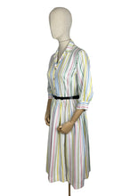 Load image into Gallery viewer, Original 1950's Fara-head Pastel Stripe Day Dress in Pink, Green, Yellow and Blue - Bust 36 37