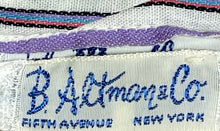 Load image into Gallery viewer, Original Late 1940's White Stripe Summer Dress in Purple, Pink, Turquoise and Black - Bust 40 42