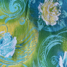 Load image into Gallery viewer, Original 1940's 1950's Full Cotton Feedsack in Yellow, Green and Blue Floral Print 36" x 40"