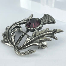 Load image into Gallery viewer, Charming Vintage Scottish Thistle Brooch with Purple Paste Stone