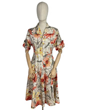 Load image into Gallery viewer, Original Late 1940's or Early 1950's CC41 Belted Zip Fronted Bold Floral Dress in Taffeta - Bust 36 38