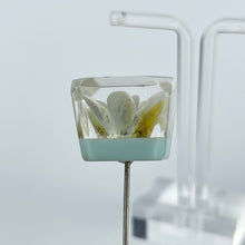 Load image into Gallery viewer, Original 1940's 1950's Carved Lucite Floral Hat Pin in Blue and White *