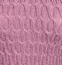 Load image into Gallery viewer, 1940's Reproduction Hand Knitted Long Sleeved Cable Jumper with Neat Collar in Mauve Pink and Ginseng Grey - Bust 34