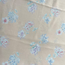 Load image into Gallery viewer, 1940's Peach Crepe Dressmaking Fabric with Honeysuckle Print in Purple, Blue and Pink - 35" x 32" - No.14