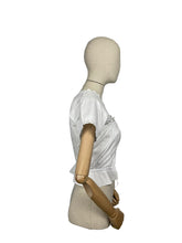 Load image into Gallery viewer, Antique White Cotton Chemise with Sleeves - Broderie Anglaise, Pintucks, Tie Waist and Yoke - Bust 34 36 *