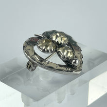 Load image into Gallery viewer, Antique Victorian or Edwardian Hallmarked Silver Sweetheart Heart Brooch with Trio of Paste
