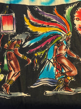 Load image into Gallery viewer, Original 1950's Cotton Cara Hendrix Painted Mexican Skirt in Vibrant Aztec Warriors Print - Waist 31 32 33 *
