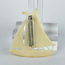Load image into Gallery viewer, Original 1940's 1950's Yellow and White Sailing Boat Brooch - Charming Yacht Brooch