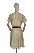 Load image into Gallery viewer, Original Late 1950's or Early 1960's Smartsette Lightweight Cotton Day Dress in Yellow, Black and White Check - Bust 42