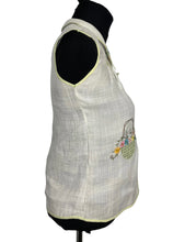 Load image into Gallery viewer, Original 1920's 1930's Handmade White Linen Blouse with Beautiful Floral Basket Applique and Embroidery - Bust 30 32 *