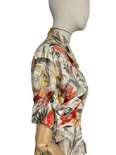 Load image into Gallery viewer, Original Late 1940's or Early 1950's CC41 Belted Zip Fronted Bold Floral Dress in Taffeta - Bust 36 38