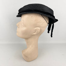 Load image into Gallery viewer, Original 1950’s Black Straw Hat with Velvet and Bunch of Grapes Trim
