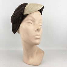 Load image into Gallery viewer, Original 1930’s Brown and Cream Straw Hat with Leaf Detail