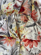 Load image into Gallery viewer, Original Late 1940's or Early 1950's CC41 Belted Zip Fronted Bold Floral Dress in Taffeta - Bust 36 38