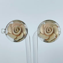 Load image into Gallery viewer, Original 1940's 1950's Reverse Carved Lucite Rose Clip-on Earrings