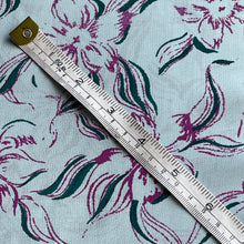 Load image into Gallery viewer, Original 1940's Crepe Dressmaking Fabric Duck Egg Blue, Emerald Green and Magenta Pink - 35" x 208" *