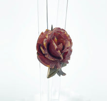Load image into Gallery viewer, Original 1940's Carved Bakelite Rose Brooch in Brown and Green