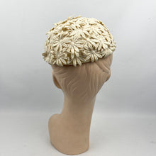 Load image into Gallery viewer, Original 1950's Cream Floral Summer Hat - Great Wedding Hat