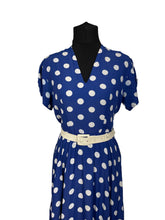 Load image into Gallery viewer, Original 1940's Blue and White Polka Dot Belted Dress and Matching Shorts and Top Playsuit - Bust 34 *