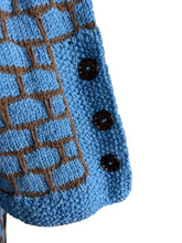 Load image into Gallery viewer, Reproduction 1930's Belted Jumper Hand Knitted from a 1936 Pattern in Blue and Brown