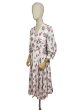 Load image into Gallery viewer, Original 1950’s Pretty Pink Roses Print Dress in Fine Stripe - Bust 34