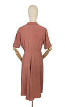 Load image into Gallery viewer, Original Late 1940's or Early 1950's Salmon Pink Day Dress with Glass Buttons - Bust 38 40