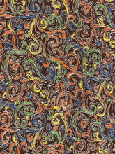 Load image into Gallery viewer, Original 1930’s Brown Crepe Long Sleeved Dress with Pretty Print in Blue, Rust, Green and Yellow - Bust 36 38