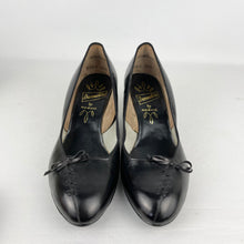 Load image into Gallery viewer, Original 1950's Deadstock Black Leather Court Shoes with Bow Detail - UK 5 *