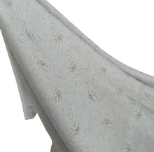 Load image into Gallery viewer, 1940's Dressmaking Fabric for Underwear or Nightwear - Blue Base with Ribbons and Floral Print in White, Pink and Blue - 36" x 130" - No.17