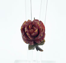 Load image into Gallery viewer, Original 1940's Carved Bakelite Rose Brooch in Brown and Green