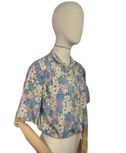 Load image into Gallery viewer, Original 1930's Pure Silk Blouse in Muted Floral Print in Blue, Pink and Yellow - Bust 34 36 *