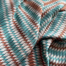 Load image into Gallery viewer, Original 1940's Turquoise, Brown and White Rayon Dressmaking Fabric - 34" x 84"