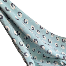 Load image into Gallery viewer, Original 1930's 1940's Ice Blue Pure Silk Dressmaking Fabric with Navy and White Swirl Print - 34" x 148"