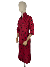 Load image into Gallery viewer, Original 1950's Red and Black Novelty Print Arrow Head Wiggle Dress by Linzi Line in Liberty of London Silk - Bust 34