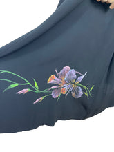 Load image into Gallery viewer, Utterly Incredible True Volup Original 1930's 1940's Satin Backed Crepe Dress with Hand Painted Floral Design - Bust 44 46