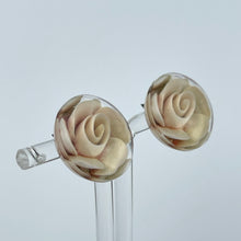 Load image into Gallery viewer, Original 1940's 1950's Reverse Carved Lucite Rose Clip-on Earrings