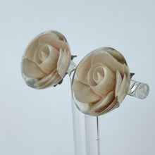 Load image into Gallery viewer, Original 1940's 1950's Reverse Carved Lucite Rose Clip-on Earrings