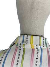 Load image into Gallery viewer, Original 1950's Fara-head Pastel Stripe Day Dress in Pink, Green, Yellow and Blue - Bust 36 37