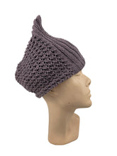 Load image into Gallery viewer, Reproduction 1930's Pointed Hat - Hand Knitted in Merino Wool in Mulberry