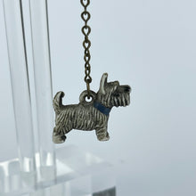 Load image into Gallery viewer, Original 1930's 1940's Green Bar Brooch with Grey Scottie Dog Dangle Charm