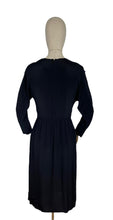 Load image into Gallery viewer, Original 1980's does 1940's Black and Blue Crepe Colour Block Dress - Bust 34 36 *