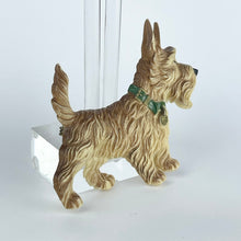 Load image into Gallery viewer, Original 1930's or 1940's Early Plastic Scottie Dog Brooch with Cute Green Collar and Gold Tag