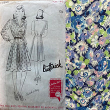 Load image into Gallery viewer, Reproduction 1940's Belted Day Dress Made from 1940's French Floral Rayon Fabric - Bust 40 *