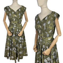 Load image into Gallery viewer, Original 1950’s Floral Cotton Belted Day Dress with Full Circle Skirt - Bust 36 38 *